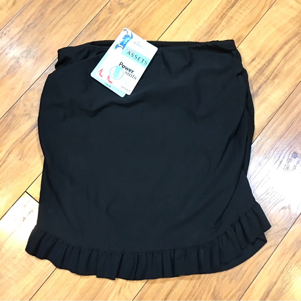 SPANX Assets swim mini skirt black ruffle bathing suit summer pool